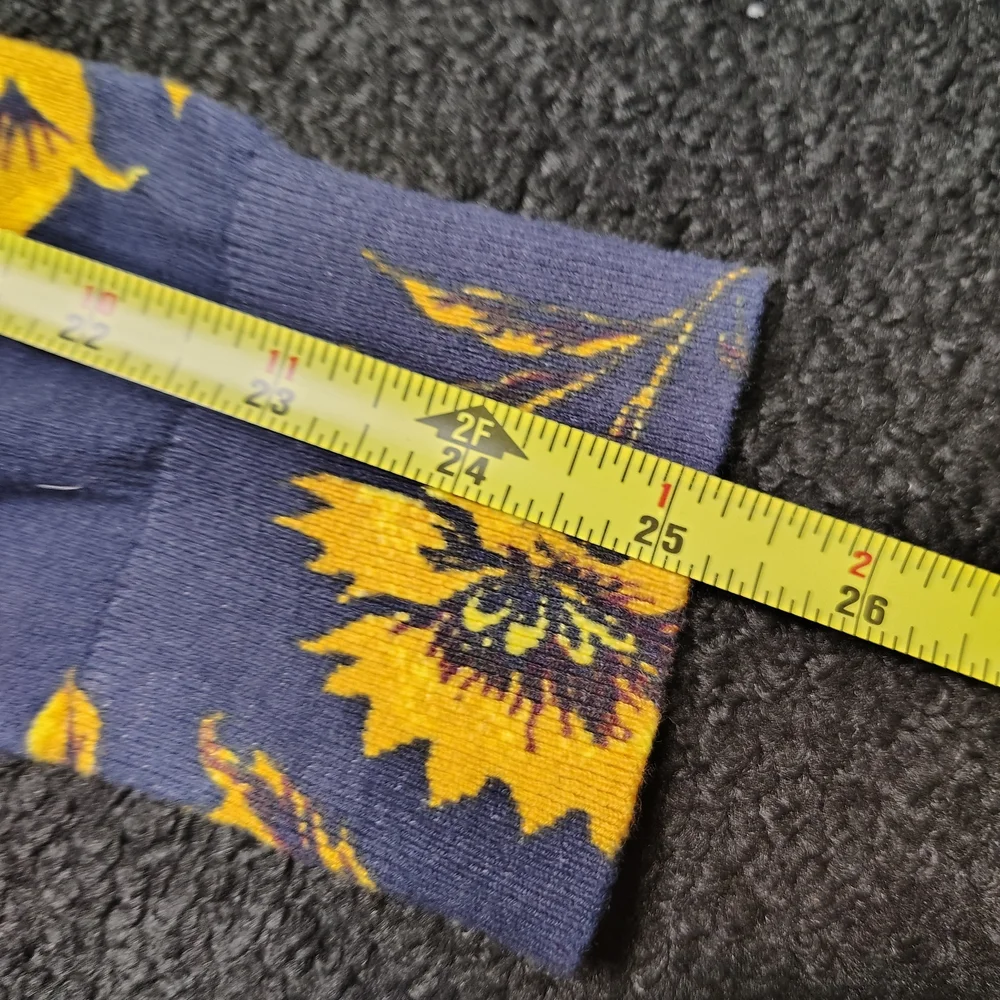 JCrew Blue Yellow Floral Sunflower Lightweight Cardigan Sweater Women's Medium